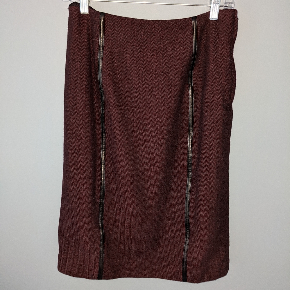 LOFT Pencil Wool Skirt Maroon